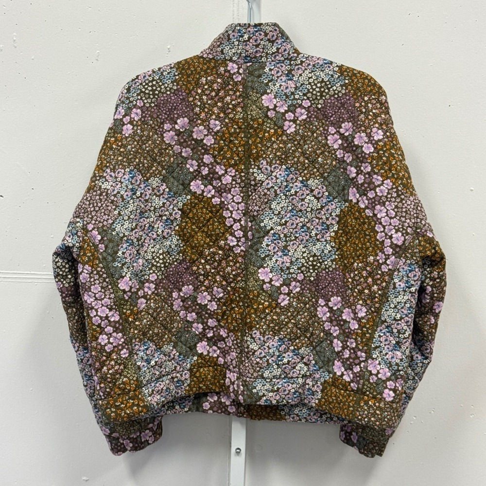 Sonoma Goods For Life Womens XL Floral Quilted Puffer Bomber Jacket Full Zip - Picture 3 of 11